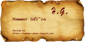 Hammer Géza névjegykártya